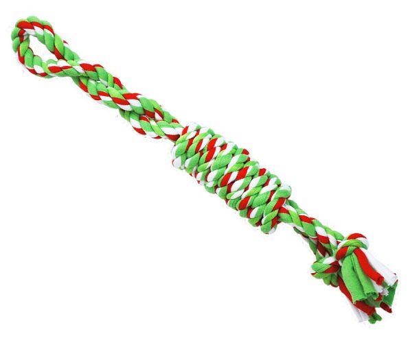 №1 - Грейфер веревка плетеная с двумя узлами и ручкой, 33 см