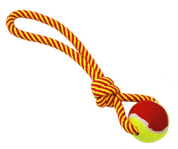 №1 - Грейфер веревка плетеная с мячом и ручкой. 32 см