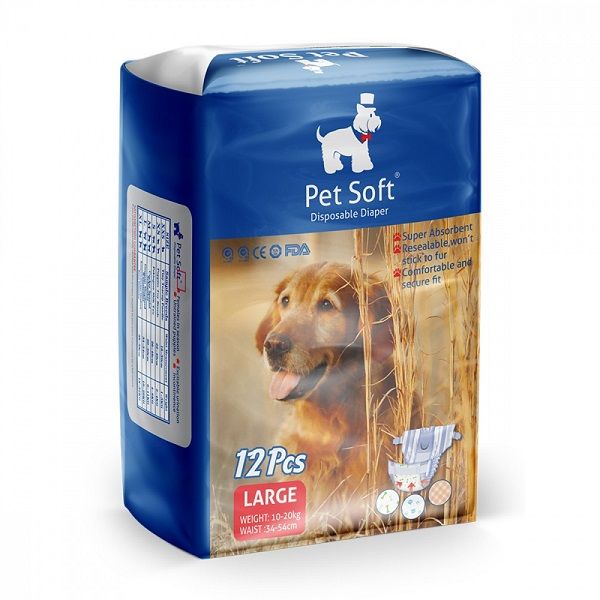 Подгузник для собак PET SOFT DIAPER, 3 ЦВЕТА, размер L (10-20 кг, талия 34-54 см)