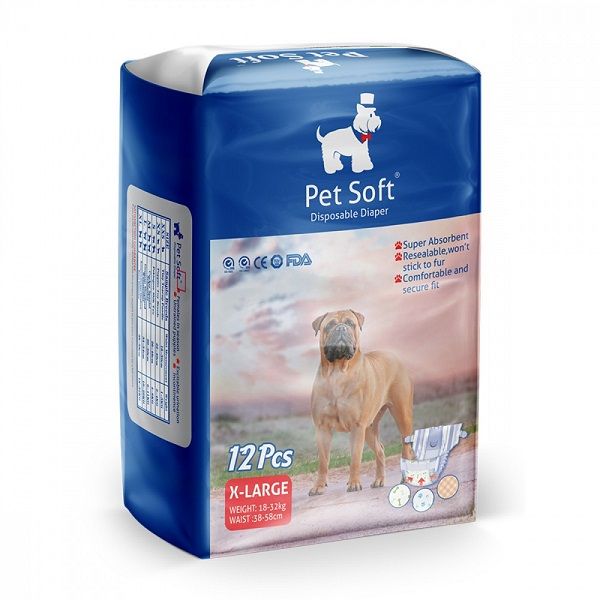 Подгузник для собак PET SOFT DIAPER, 3 ЦВЕТА, размер XL (вес 18-32 кг, талия 38-58 см)