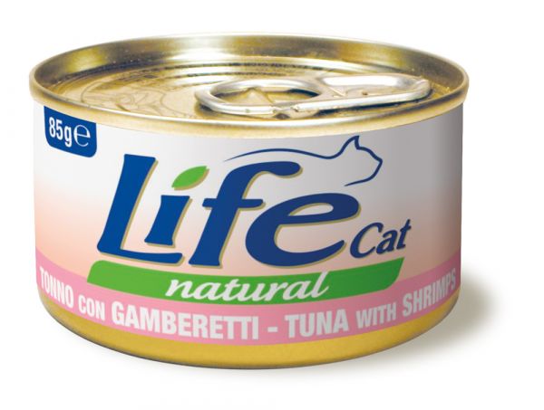 Lifecat tuna with shrimps - Консервы для кошек тунец с креветками в бульоне
