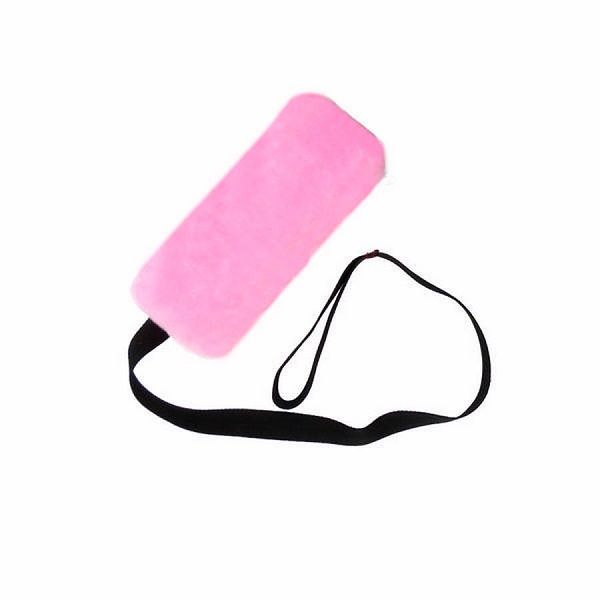 Игрушка для собаки Шуршик искуственный мех розовый с ручкой этикетка Флажок