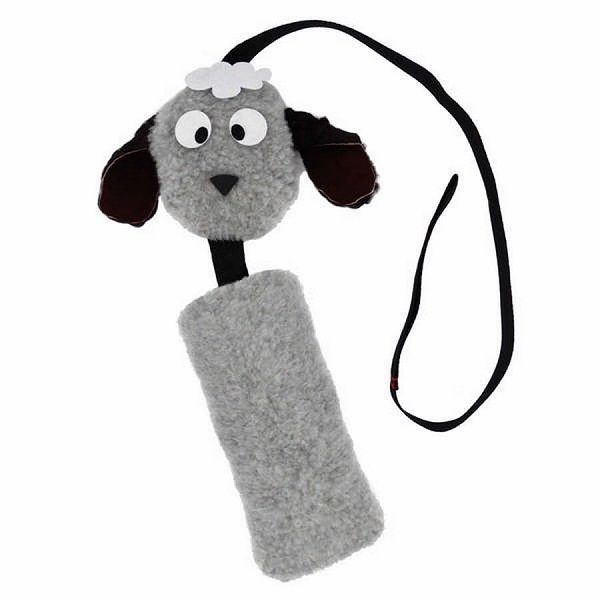 Игрушка для собаки ОВЦА Шуршик серый с натуральным хвостом Пушнина этикетка Флажок