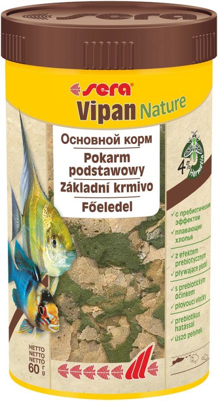 Vipan NATURE  250 мл 60 г Сера Корм для рыб основной в хлопьях (S32239)