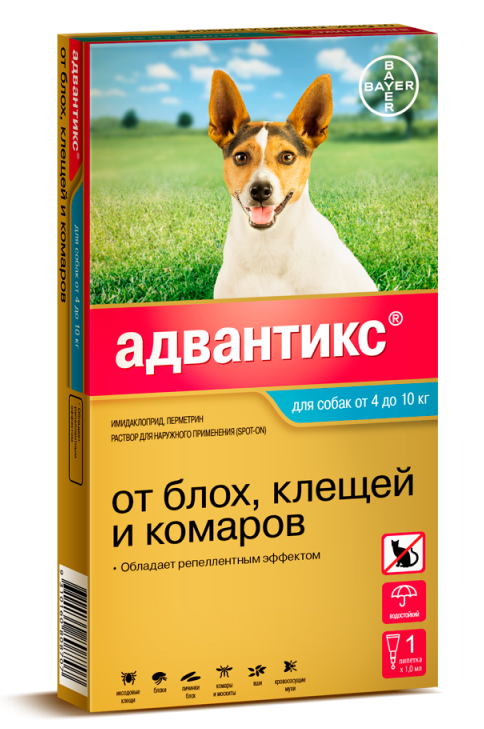 Bayer «Адвантикс» капли от блох и клещей для собак от 4 до 10 кг