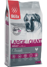 Blitz Classic Large & Giant Breeds Adult Dog - сухой корм с Курицей для взрослых собак крупных и гигантских пород