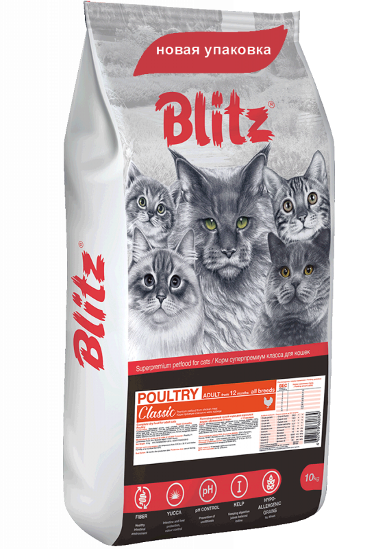 Blitz Classic Poultry Adult Cat - сухой корм для кошек с Домашней птицей
