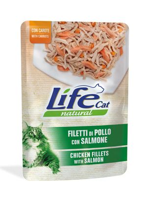 Lifecat chicken fillets with salmon - Паучи для кошек с курицей  c лососем в соусе