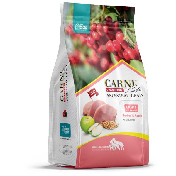 Carni Life Light - Сухой корм для собак всех пород Контроль веса - Индейка с яблоком и клюквой