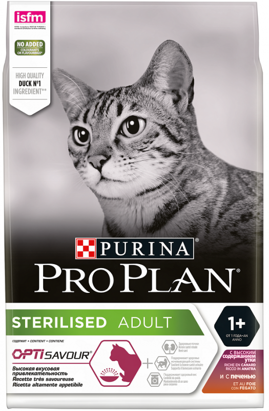 Pro Plan Sterilised   Сухой корм для стерилизованных кошек с уткой и печенью