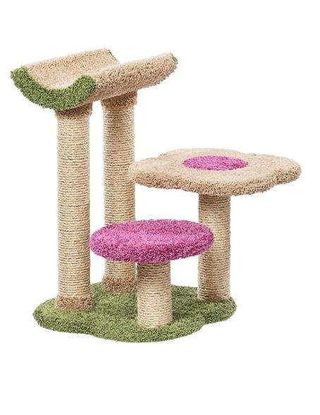 Когтеточка ковролиновая с седлом и игровой площадкой для кошек - Кумбика, 62х62х78