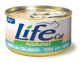 Lifecat tuna with squid rings - Консервы для кошек тунец с кальмаром в бульоне