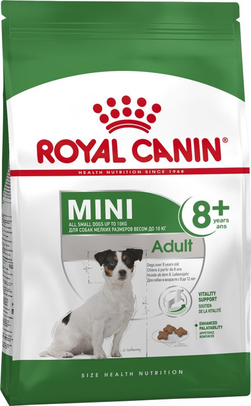 Royal Canin Mini Adult 8+ для стареющих собак мелких пород в возрасте от 8 до 12 лет