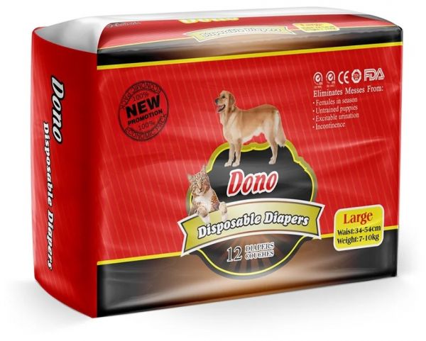 Подгузники для животных DONO Disposable Diapers, размер L (вес 7-10 кг, талия 34-54 см)