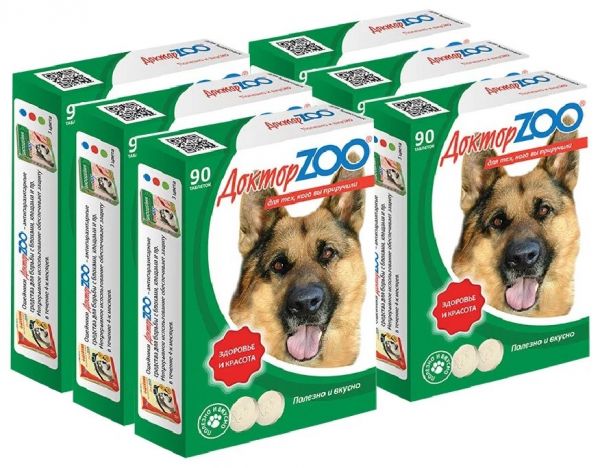 ДокторZoo - витамины для собак с протеином "здоровье и сила", 90 таб. х 6 шт