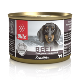 Blitz Sensitive Dog Beef & Turkey - консервы мясной паштет для собак с Говядиной и Индейкой