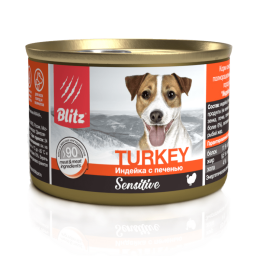 Blitz Sensitive Dog Turkey & Liver - консервы мясной паштет для собак с Индейкой и Печенью